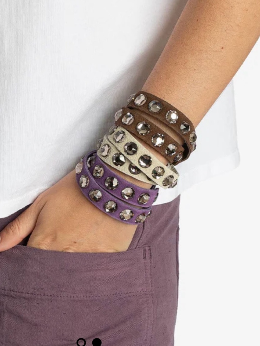 PEDRO GARCIA Swarovski and Suede Wrap Bracelet/Choker - Picture 11 of 14